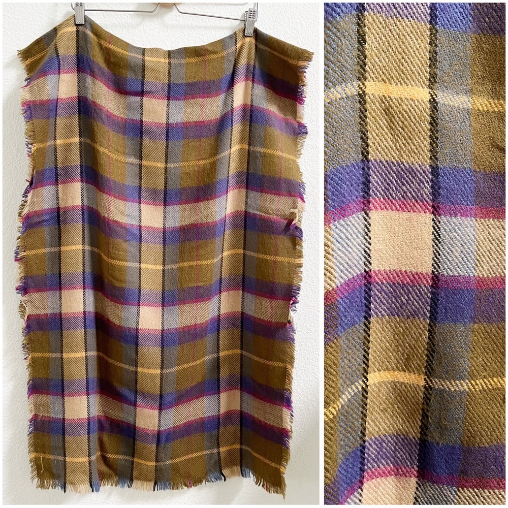 MERONA Plaid Pattern Purple, Tan, Yellow Scarf